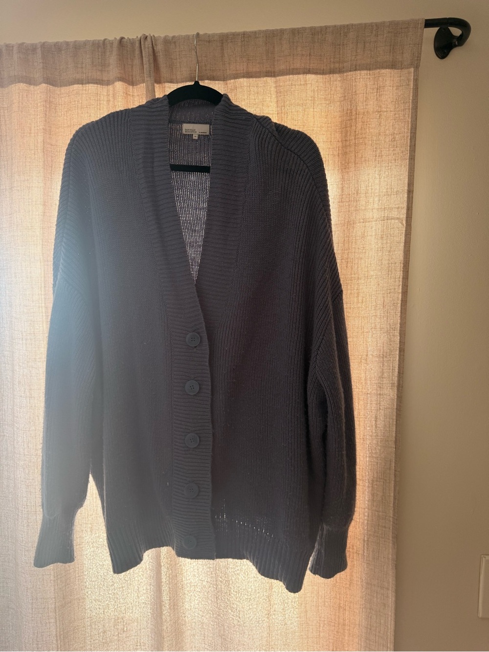 DANIELLE BERNSTEIN Black Ribbed Button-Front Cardigan